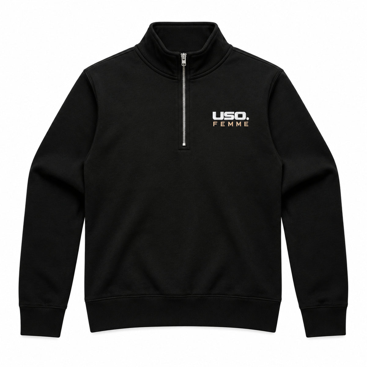 USO. FEMME Women's Stencil Half Zip Crew-1