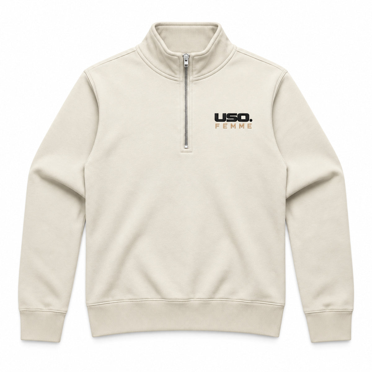USO. FEMME Women's Stencil Half Zip Crew-2