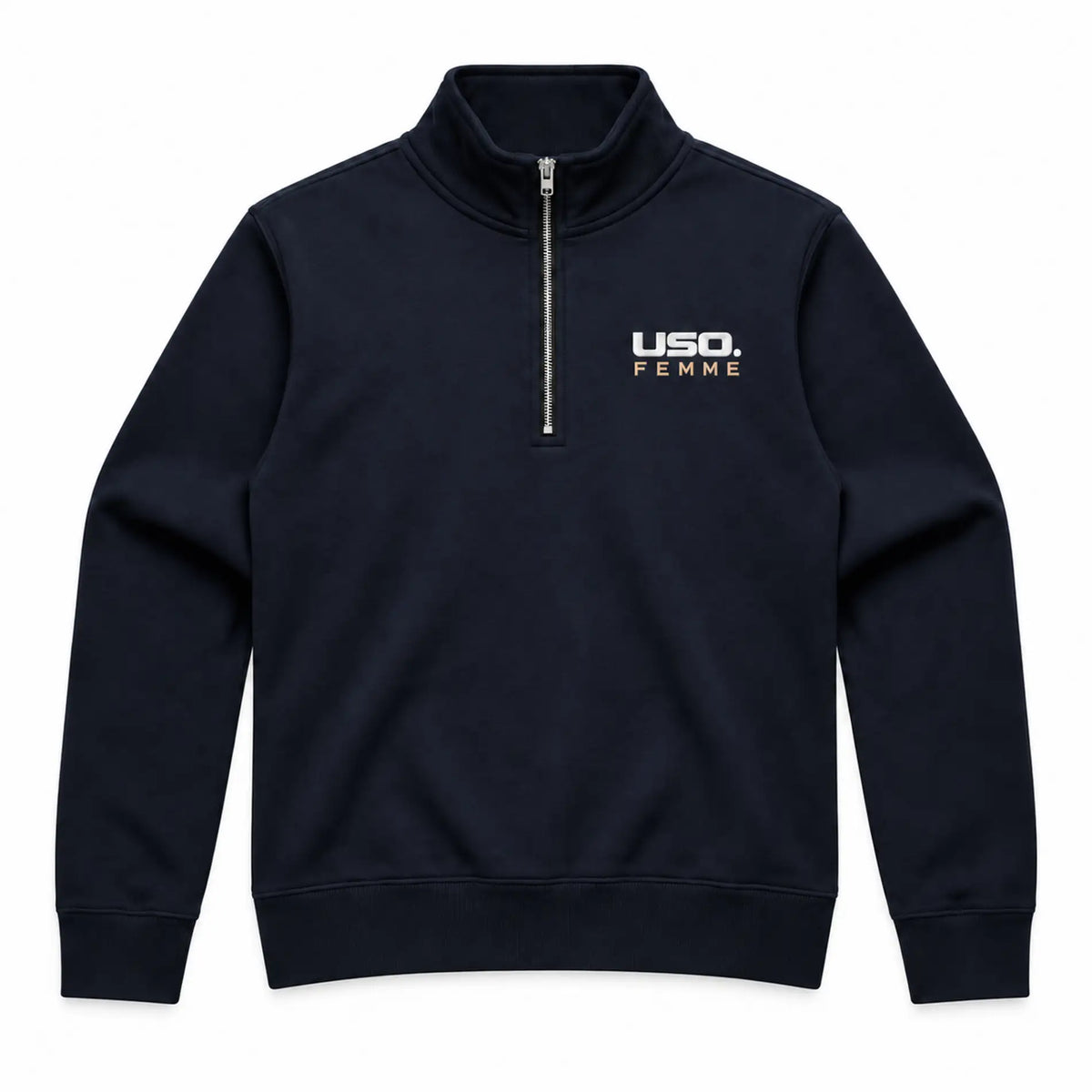 USO. FEMME Women's Stencil Half Zip Crew-5