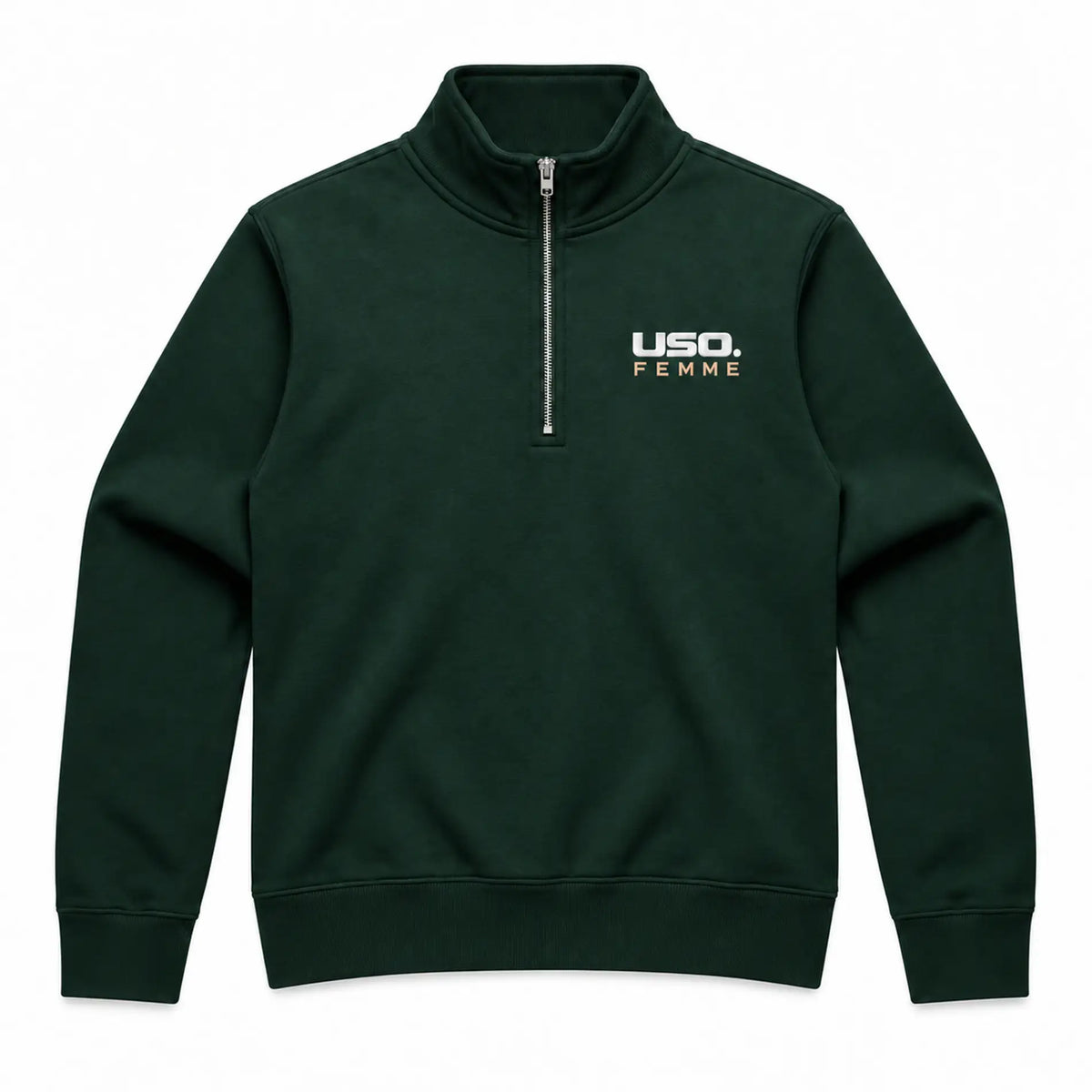 USO. FEMME Women's Stencil Half Zip Crew-4